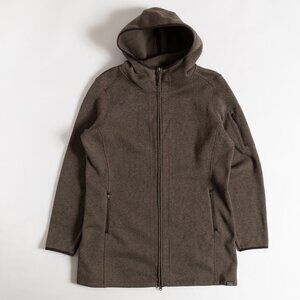 L.L.Bean Sweater Fleece Full Zip Coat XL Dark Cinder Gray Brown Hooded Parka